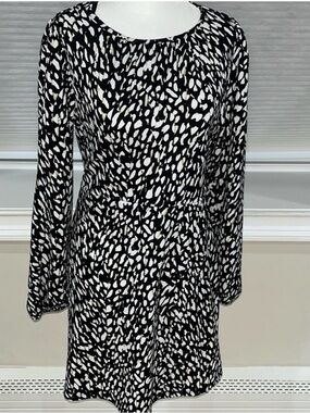 Primark Black and White Printed Long Sleeve Dress